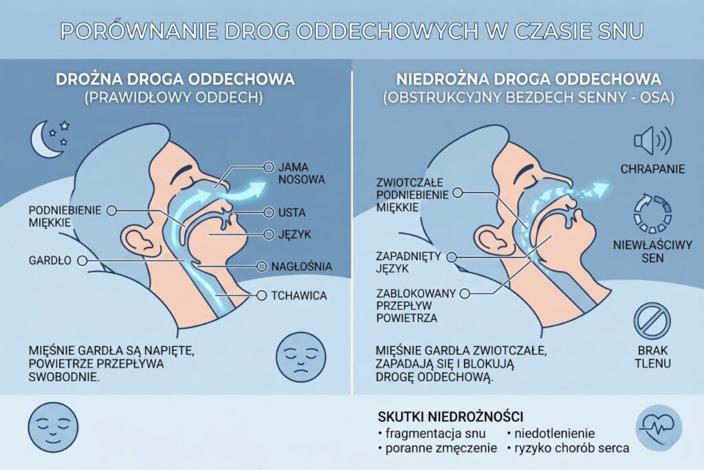 Drogi oddechowe w trakcie snu - infografika
